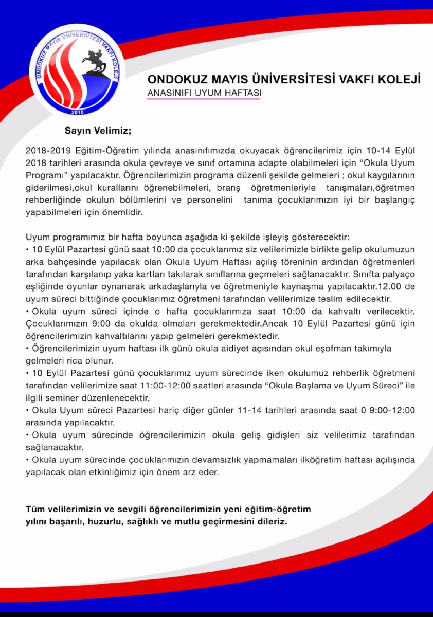 Anasınıfı Uyum Haftası